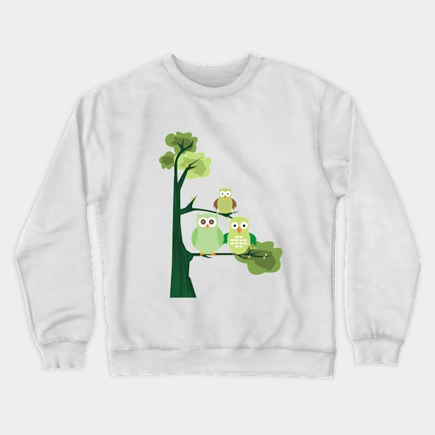 Green Owls Crewneck Sweatshirt by adamzworld